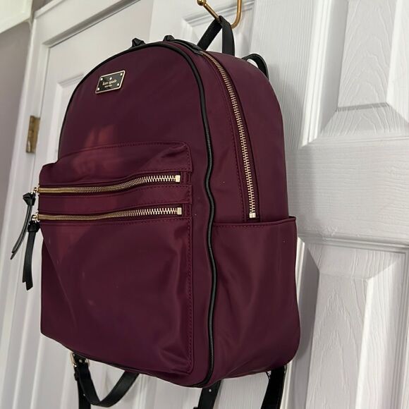 Kate Spade Large Nylon Laptop Backpack In Burgundy main image 7